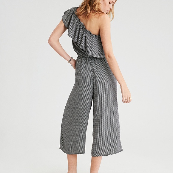 AE GINGHAM ONE SHOULDER CULOUTTE JUMPSUIT - Picture 2 of 3